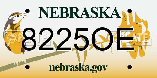 8225OE Nebraska License Plate