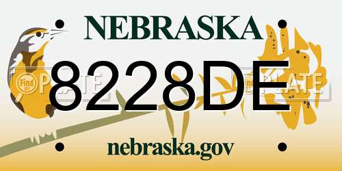 8228DE Nebraska License Plate