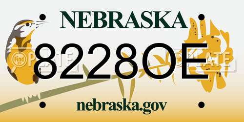 8228OE Nebraska License Plate