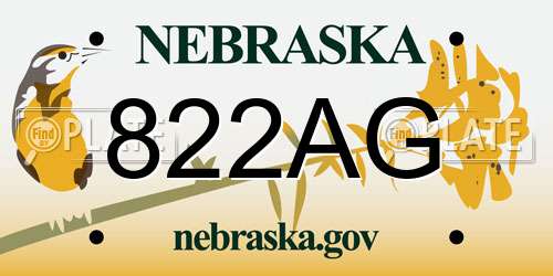 822AG Nebraska License Plate