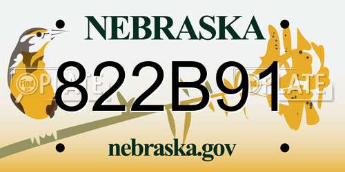 822B91 Nebraska License Plate
