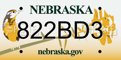 822BD3 Nebraska License Plate