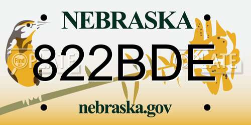 822BDE Nebraska License Plate