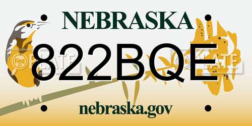 822BQE Nebraska License Plate