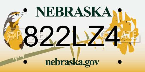 822LZ4 Nebraska License Plate