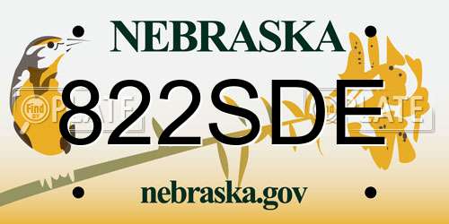 822SDE Nebraska License Plate