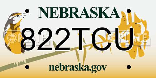822TCU Nebraska License Plate