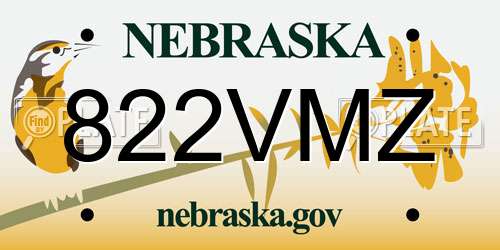 822VMZ Nebraska License Plate