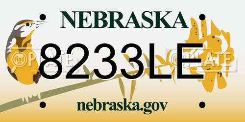 8233LE Nebraska License Plate