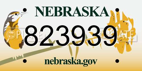 823939 Nebraska License Plate