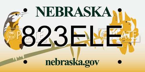 823ELE Nebraska License Plate
