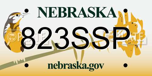 823SSP Nebraska License Plate