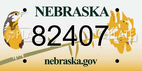 82407 Nebraska License Plate