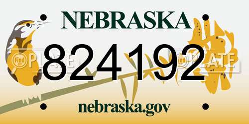 824192 Nebraska License Plate