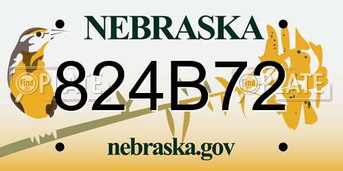824B72 Nebraska License Plate