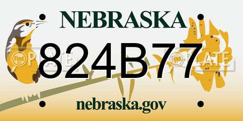 824B77 Nebraska License Plate