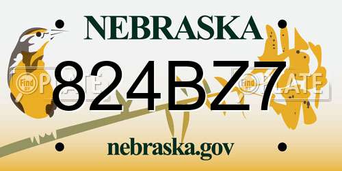 824BZ7 Nebraska License Plate