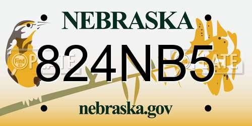 824NB5 Nebraska License Plate