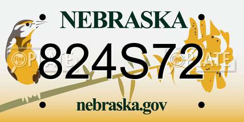 824S72 Nebraska License Plate