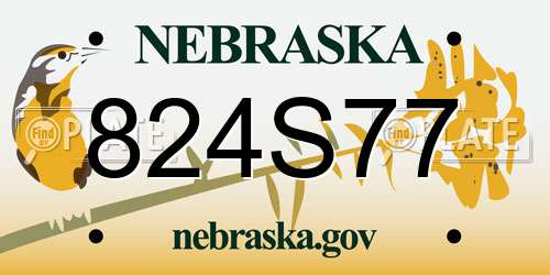 824S77 Nebraska License Plate