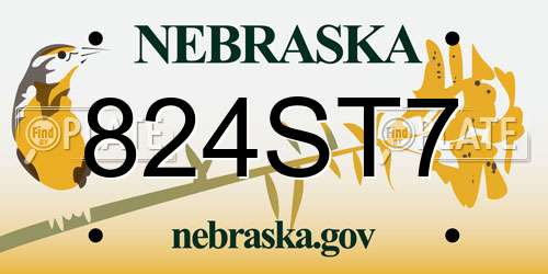 824ST7 Nebraska License Plate