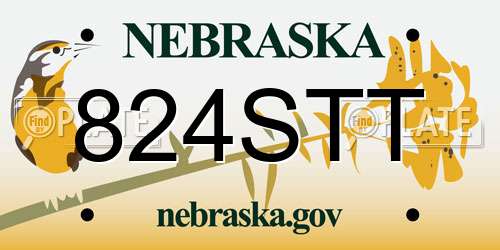 824STT Nebraska License Plate