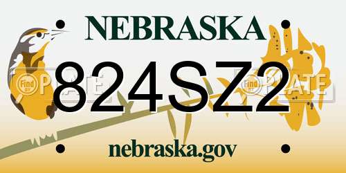 824SZ2 Nebraska License Plate