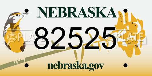 82525 Nebraska License Plate