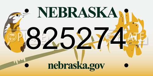 825274 Nebraska License Plate