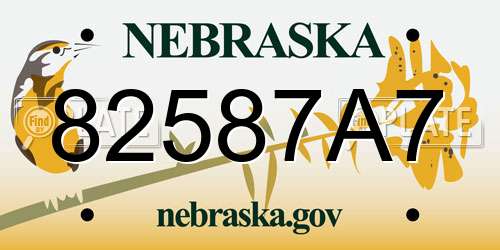 82587A7 Nebraska License Plate