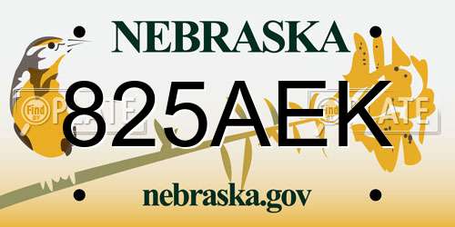 825AEK Nebraska License Plate
