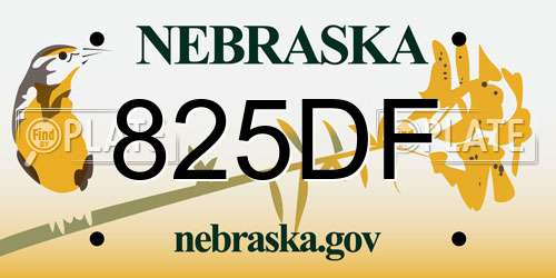 825DF Nebraska License Plate