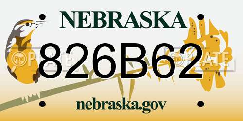 826B62 Nebraska License Plate
