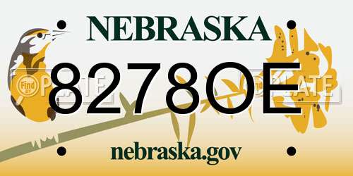 8278OE Nebraska License Plate