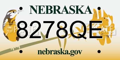 8278QE Nebraska License Plate