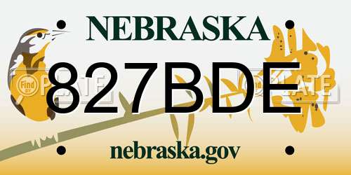 827BDE Nebraska License Plate