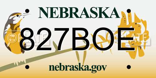 827BOE Nebraska License Plate