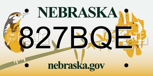 827BQE Nebraska License Plate