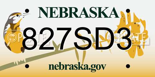 827SD3 Nebraska License Plate