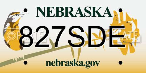 827SDE Nebraska License Plate