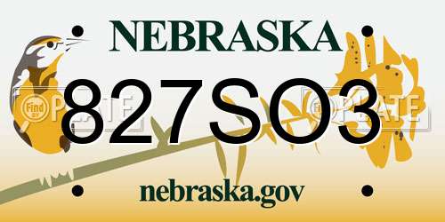 827SO3 Nebraska License Plate