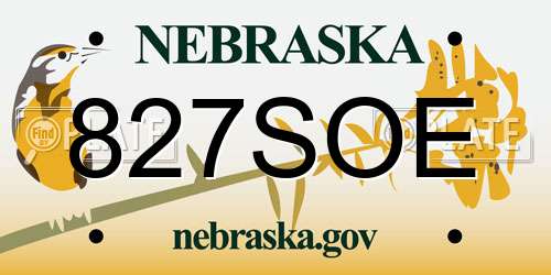 827SOE Nebraska License Plate