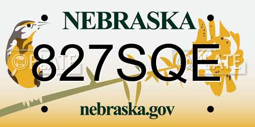 827SQE Nebraska License Plate