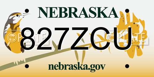 827ZCU Nebraska License Plate