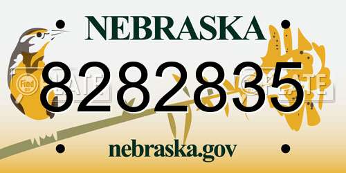 8282835 Nebraska License Plate