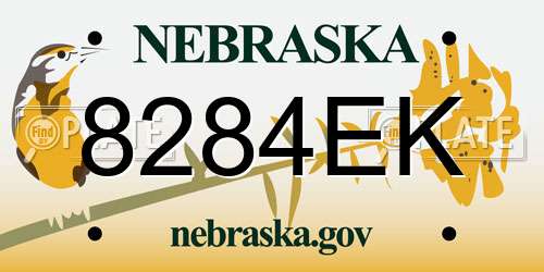 8284EK Nebraska License Plate