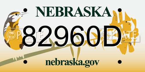 82960D Nebraska License Plate