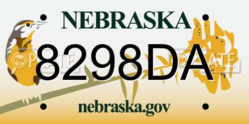 8298DA Nebraska License Plate