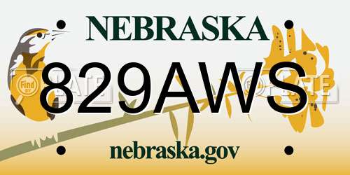 829AWS Nebraska License Plate