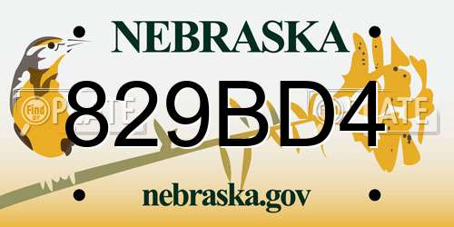 829BD4 Nebraska License Plate